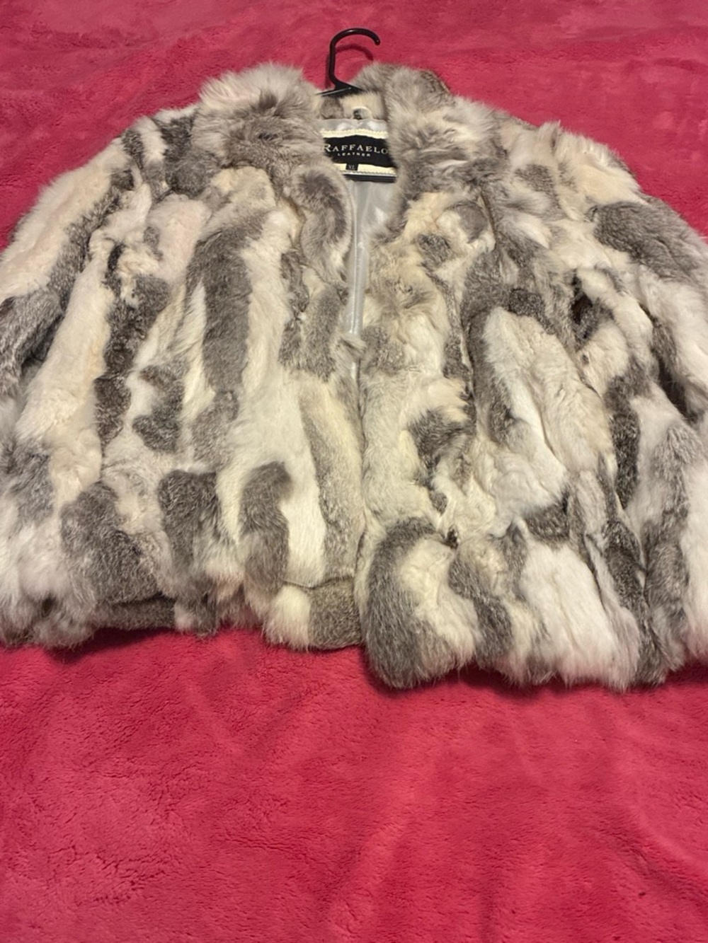 RAFFAELLO ROSSI Cream and Gray Faux Fur Teddy Jacket